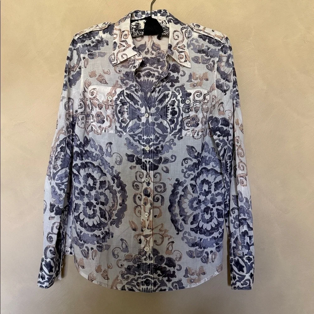 Tory Burch Cotton Button Up Blouse Top size 6 - Picture 2 of 7